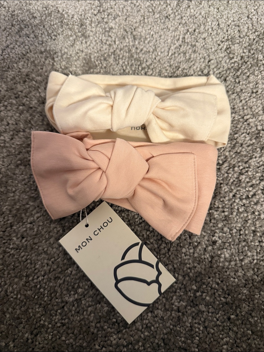 Kids Bow Headbands - Cream & Blush Pink